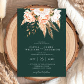 Invitation Emerald Green Boho Chic Floral Mariage