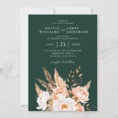 Invitation Emerald Green Boho Chic Floral Mariage (Devant)