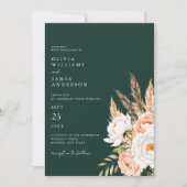 Invitation Emerald Green Boho Chic Floral Mariage (Devant)