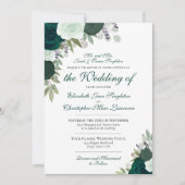 Invitation Emerald Green Boho Watercolor Roses Mariage offici (Devant)