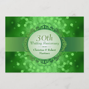 Invitation Emerald Green Bokeh fête du 30e anniversaire