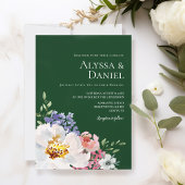 Invitation Emerald Green Bold Floral Aquarelle Mariage