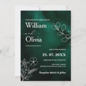 Invitation Emerald Green Botanical Wildflowers Floral Wedding (Devant)
