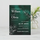 Invitation Emerald Green Botanical Wildflowers Floral Wedding (Debout devant)