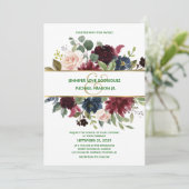 Invitation Emerald Green Burgundy Navy Mariage Floral or (Debout devant)