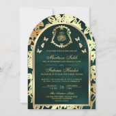 Invitation Emerald Green Butterfly Arch Mariage musulman (Devant)