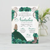 Invitation Emerald Green Charra Princess Quinceanera (Debout devant)