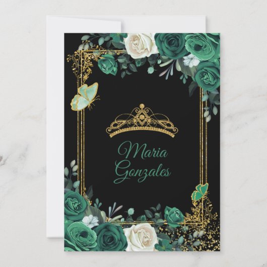 Invitation Emerald Green Charra Quinceanera (Dos)