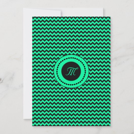 Invitation Emerald Green Chevron Mariage monogramme (Devant)