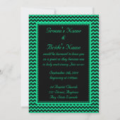 Invitation Emerald Green Chevron Mariage monogramme (Dos)