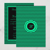 Invitation Emerald Green Chevron Mariage monogramme (Devant / Derrière)