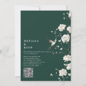 Invitation Emerald Green Chinoiserie Floral QR Code Mariage (Dos)
