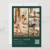 Invitation Emerald Green Cinq 5 Photo Code QR Mariage (Devant)