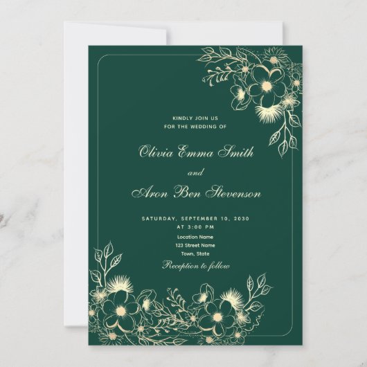 Invitation Emerald Green Classic Code QR Mariage (Devant)