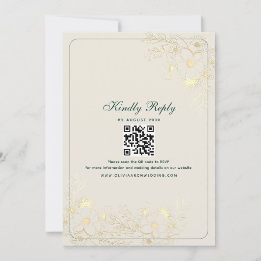 Invitation Emerald Green Classic Code QR Mariage (Dos)