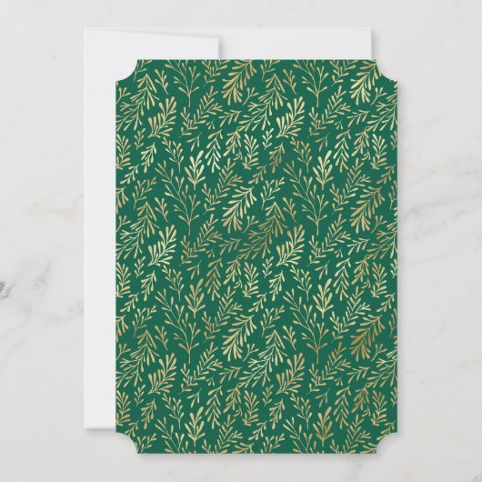 Invitation Emerald Green Cross Script Verdure Baptême (Dos)