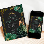 Invitation Emerald Green Dark arrière - plan Royal Quinceañer