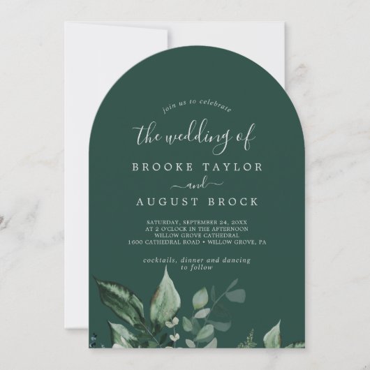 Invitation Emerald Green Dark Green Boho Arch Mariage (Devant)