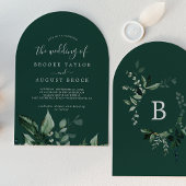 Invitation Emerald Green Dark Green Boho Arch Mariage