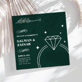 Invitation Emerald Green Diamond Ring Muslim Engagement