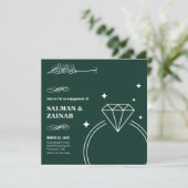 Invitation Emerald Green Diamond Ring Muslim Engagement (Debout devant)