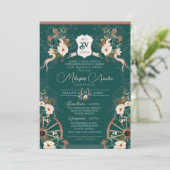 Invitation Emerald Green Elegant Baroque Charro Quinceanera (Debout devant)