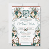 Invitation Emerald Green Elegant Charro Quinceanera Ouest (Devant)
