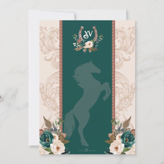 Invitation Emerald Green Elegant Charro Quinceanera Ouest (Dos)