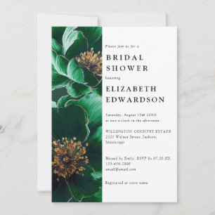 Invitation Emerald Green Elegant Floral Chic Fête des mariées