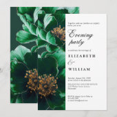 Invitation Emerald Green Elegant Floral Mariage Soirée (Devant / Derrière)