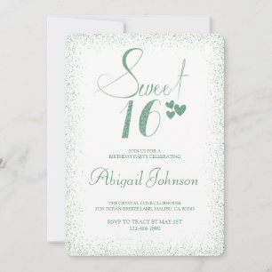 Invitation Emerald Green Elegant Girls Sweet 16 Anniversaire