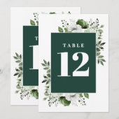 Invitation Emerald Green Elegant Pays Floral Numéro de tablea (Devant / Derrière)