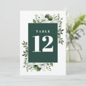 Invitation Emerald Green Elegant Pays Floral Numéro de tablea (Debout devant)
