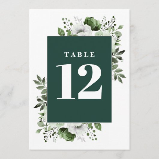 Invitation Emerald Green Elegant Pays Floral Numéro de tablea (Devant)