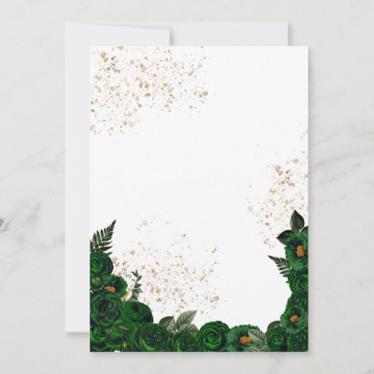 Invitation Emerald Green Elegant Roses et Gown 2 Quinceanera (Dos)