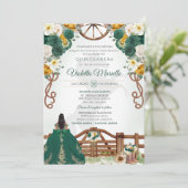 Invitation Emerald Green Elegant Western Charro Quinceanera (Debout devant)