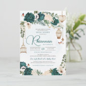 Invitation Emerald Green Élégante Fête des mariées de jardin  (Debout devant)