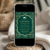Invitation Emerald Green Elephant en un seul Mariage indien