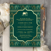 Invitation Emerald Green Elephant en un seul Mariage indien