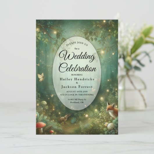 Invitation Emerald Green Enchanted Forest Wedding (Debout devant)