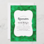 Invitation Emerald Green et Black Glam Quinceañera (Devant)