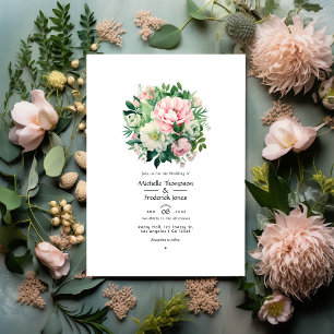 Invitation Emerald Green et Blush Pink FlorMariage