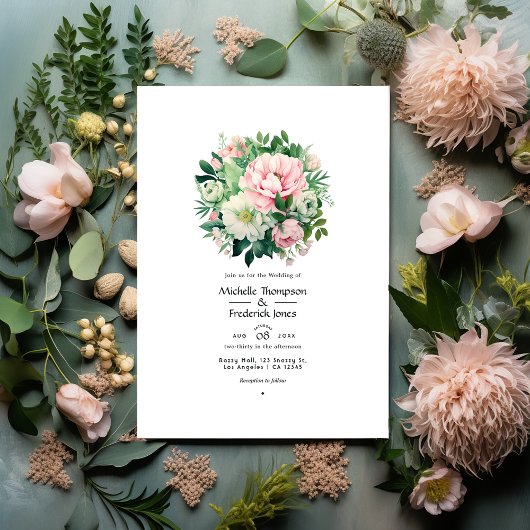 Invitation Emerald Green et Blush Pink FlorMariage