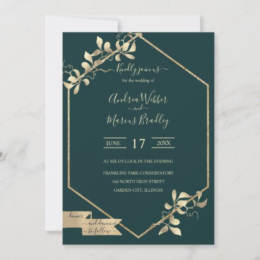 Invitation Emerald Green et Champagne (Devant)