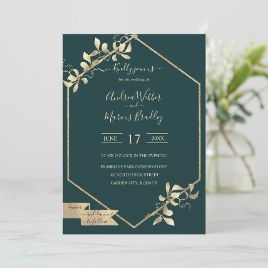 Invitation Emerald Green et Champagne (Debout devant)