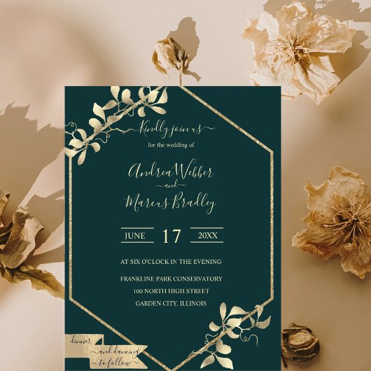 Invitation Emerald Green et Champagne