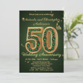 Invitation Emerald Green et Gold 50e anniversaire de Mariage (Debout devant)