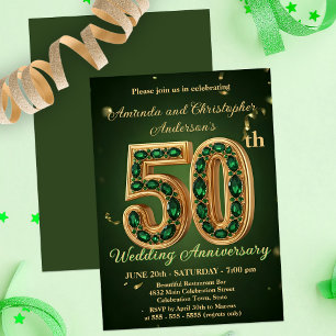 Invitation Emerald Green et Gold 50e anniversaire de Mariage