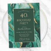 Invitation Emerald Green et Gold Agate 40e anniversaire