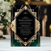 Invitation Emerald Green et Gold Art Déco Mariage géométrique